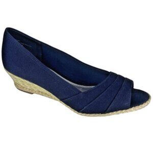 Coach and Four Women's Espadrilles Black Open Toe Wedge Sandals Sz 8.5 Casual